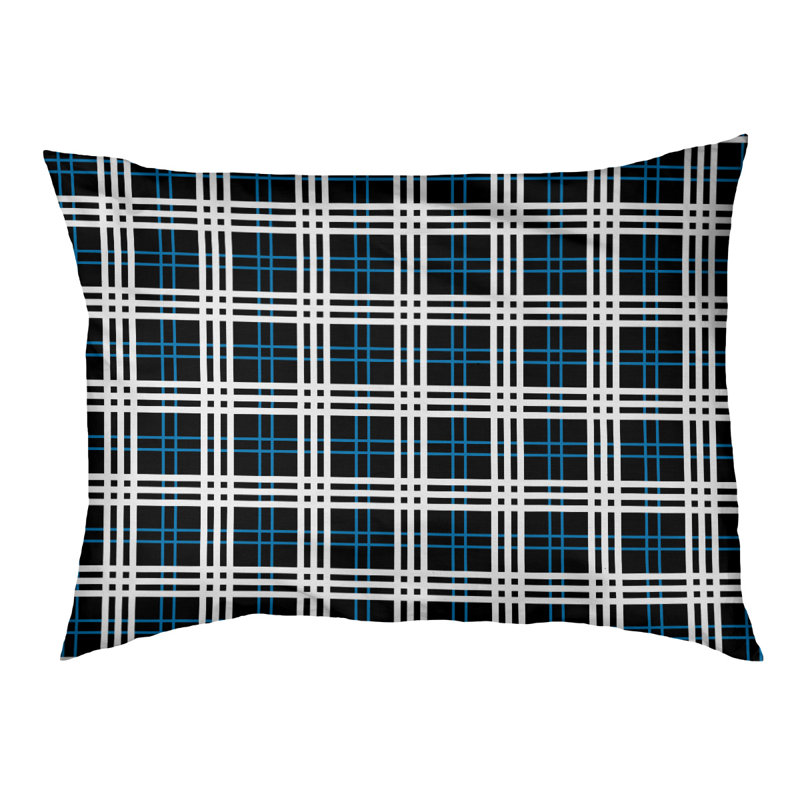 Coussin d’intérieur de luxe Detroit football, Petit (H 4 po x l 28 po x P 18 po), Noir / bleu Honolulu / blanc