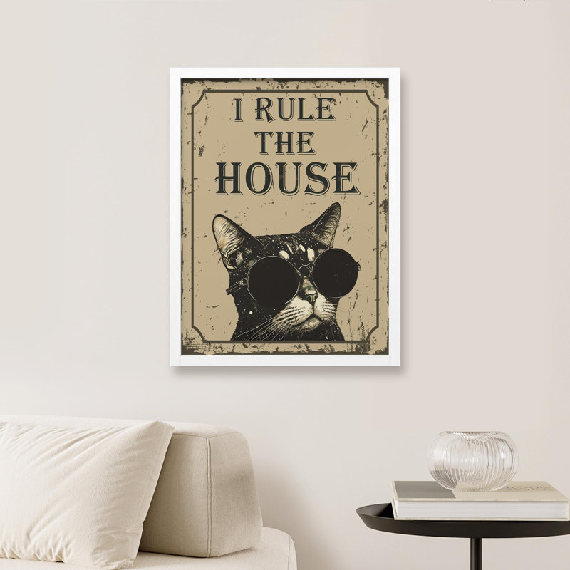 " Black Cats Rule " Print, White, 10" H x 8" W