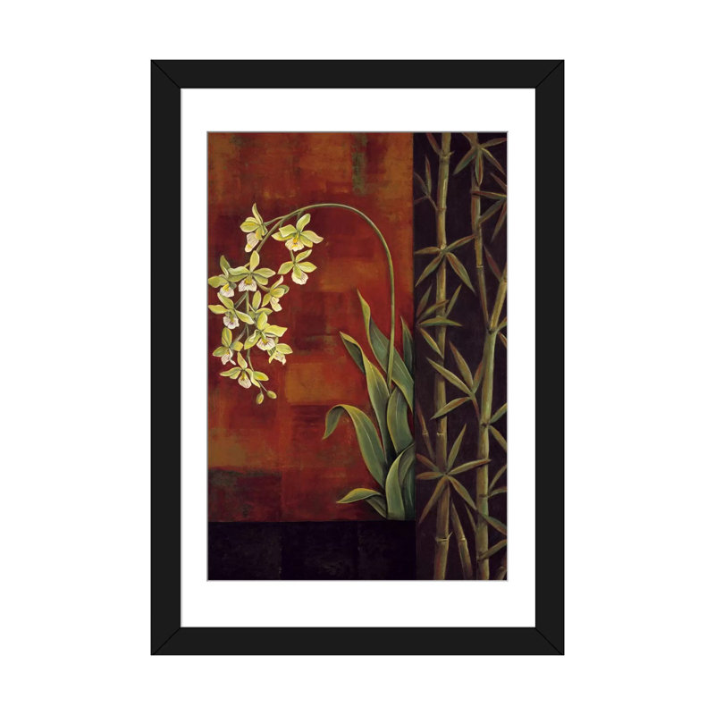 « green orchidée », reproduction d’art sur toile, H 24 po x l 16 po x P 1 po, Papier d'art encadré noir, Blanc