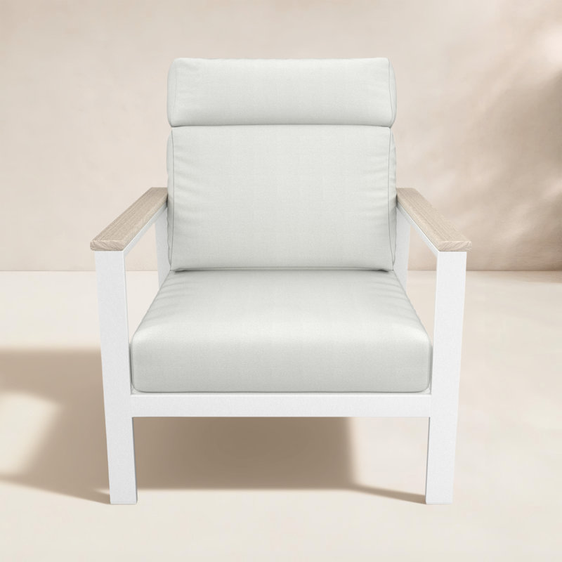 Townsend Metal Outdoor Lounge Club Chair With Sunbrella Cushion, Canvas White