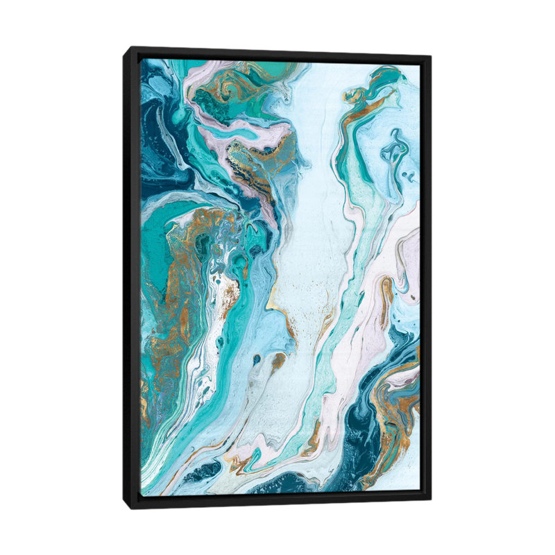 « Marble Petroleum II » par Eva watts-impression d’art graphique, Pas de tapis, Toile avec cadre noir
