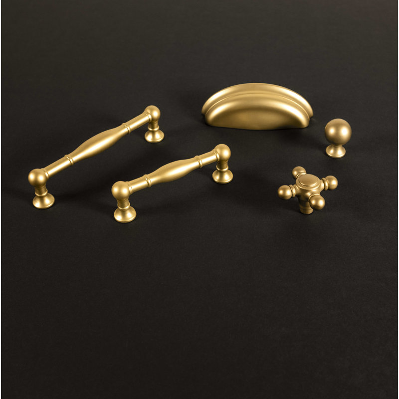 Fuller Collection Handle Pull - Traditional Hardware for Drawers & Cabinets, Brushed Golden Brass, 6 5/16"