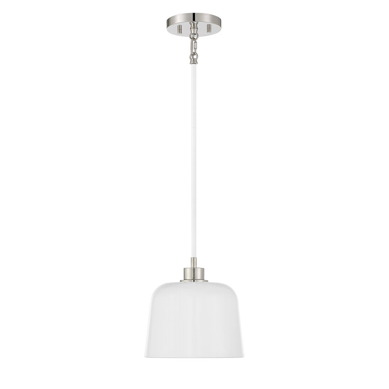 Ellisville 1 - Light Single Empire Pendant, Polished Nickel/White