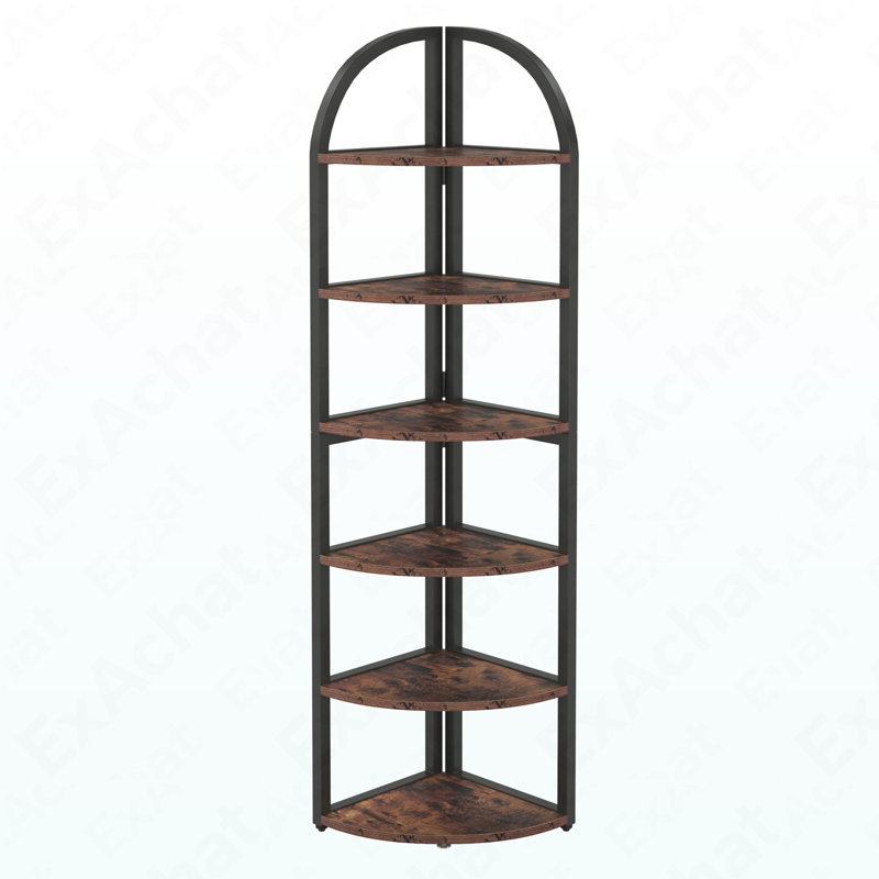 Étagère d'angle à 6 niveaux, bibliothèque d'angle de 71 pouces de hauteur pour les petits espaces