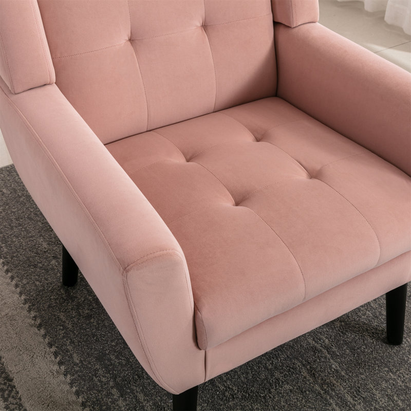 Fauteuil d'appoint Bolanle, Velours peau de rose