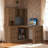 L-Shaped Corner Computer Desk with USB Charging Ports, Power Outlets, Writing Desk with Cabinet, Bookshelf-677927527