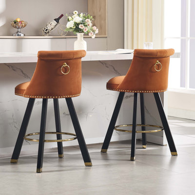 Swivel Velvet Barstools Set of 2