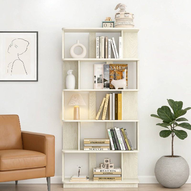 Tablettes de présentation modernes et combinées pour le rangement des médias, White