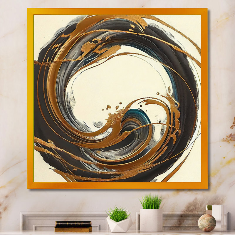 Gold Glamour Circle I - Impression sur toile, Cadre photo doré, H 16 po x l 16 po x P 1 po