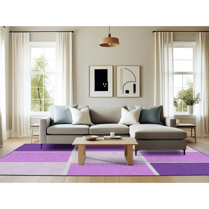 Tapis mauve à motif géométrique Kimbro, Rectangle 6 pi x 9 pi