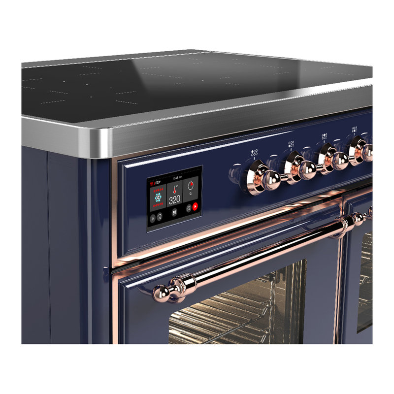 Majestic III Series 40 Inch Induction Range with 6 Induction Elements in Stainless Steel (Brass Trim), Mightnight Blue