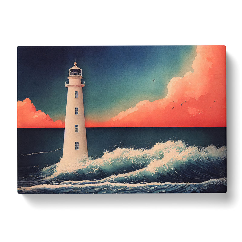 Lighthouse In Watercolour Vol.3 - Wrapped Canvas, 40cm H x 60cm W x 3cm D