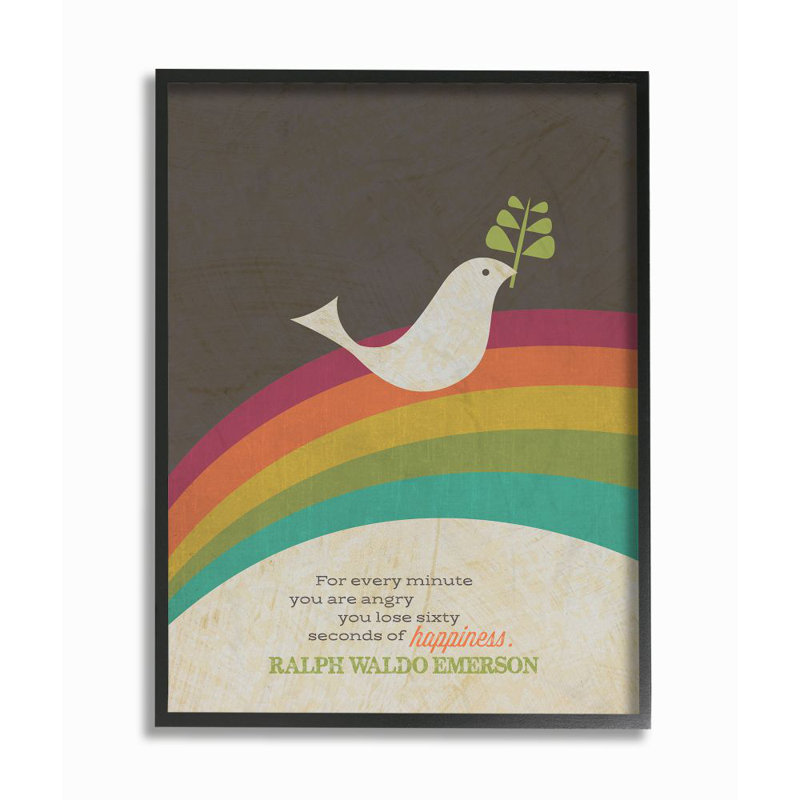 Emerson Happiness, impression panoramique sur toile, H 20 po x l 16 po, Giclée encadrée noir minuit