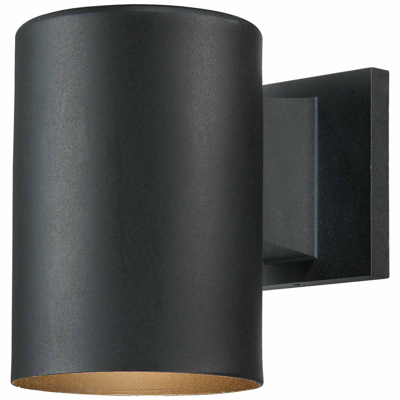 Applique murale cylindrique en aluminium 1 lumière H 7,25 po d'intérieur ou d'extérieur 1 lumière, Noir