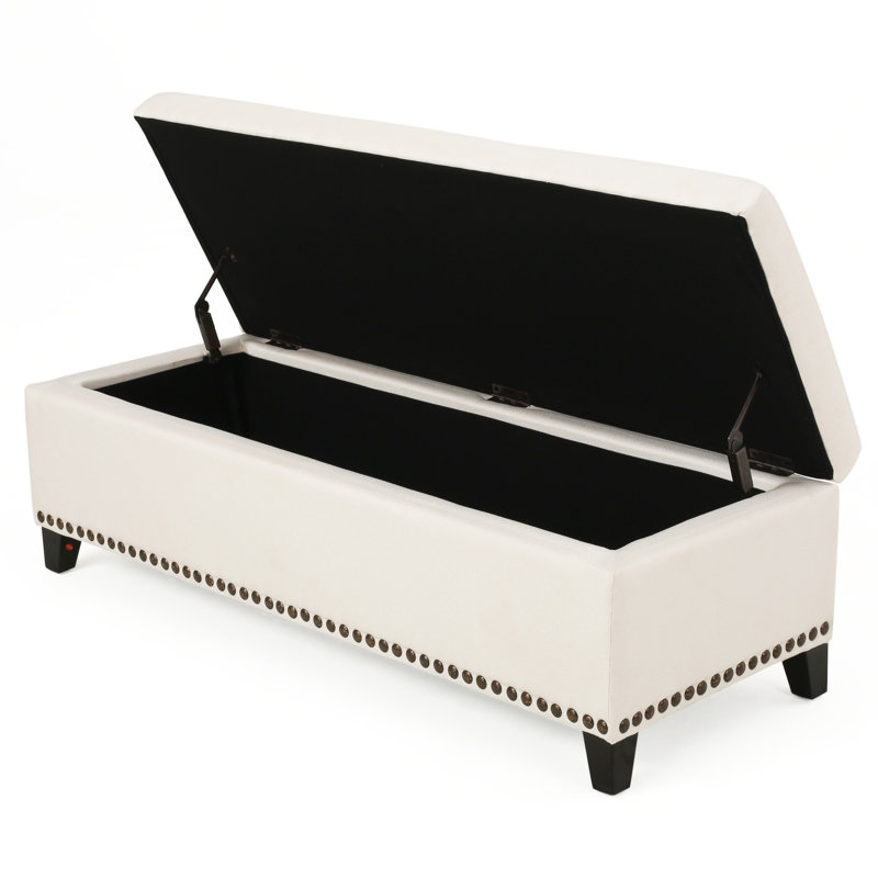 Brookland Polyester Blend Upholstered Storage Bench, Beige