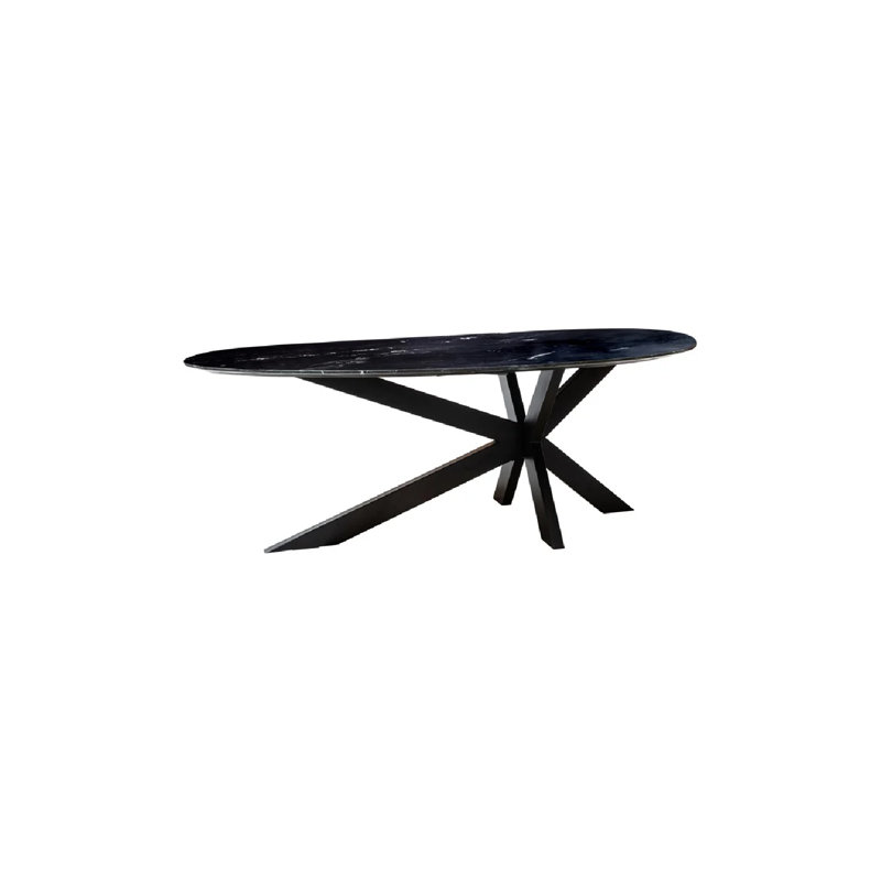 Trocadero Marble Top Metal Base Dining Table