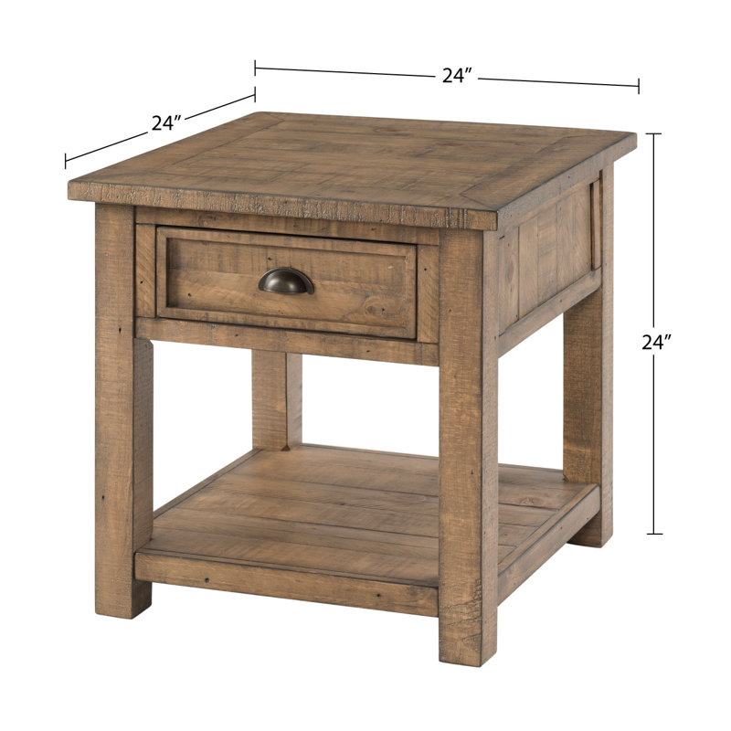 Holliman Solid Wood End Table with Storage, Reclaimed Natural