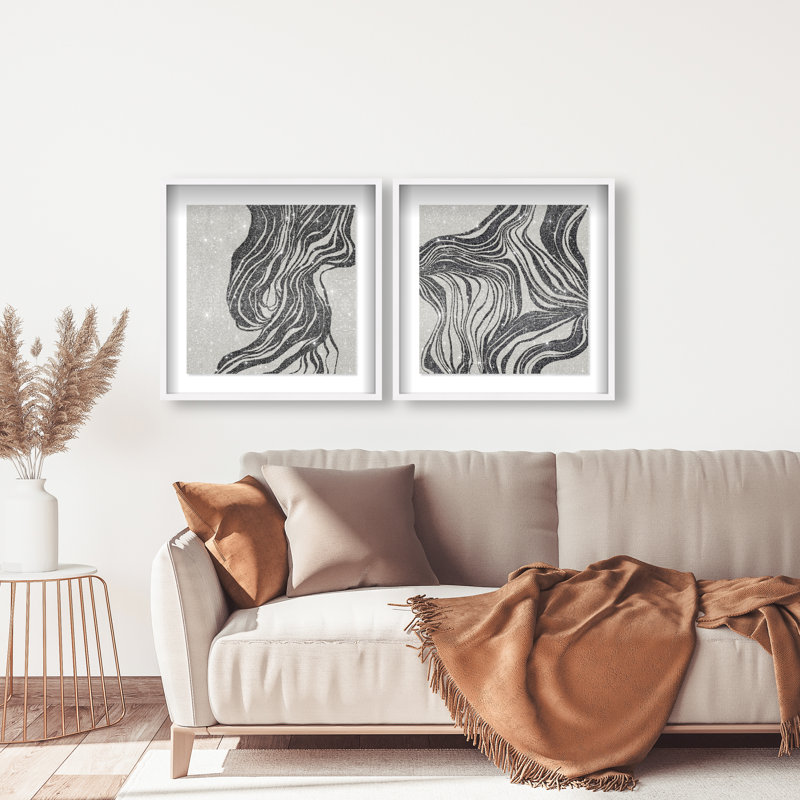 Emotional Set Shadowbox Abstract Print by Oliver Gal, Black Frame, 12 x 12, 25.5"H x 25.5"W, White Shadowbox