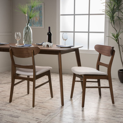 Chaises de salle à manger rembourrées de style Mid-Century moderne avec structure en bois d'hévéa et siège rembourré Cambrielle