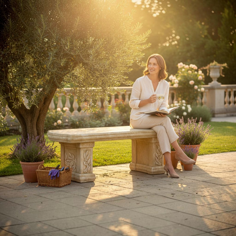 Olympus Cast Stone Bench
