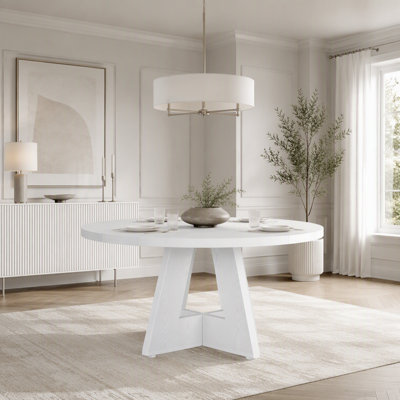  47" Farmhouse Wooden Dining Table with X/Cross Legs Base for 4 People (Only Table)