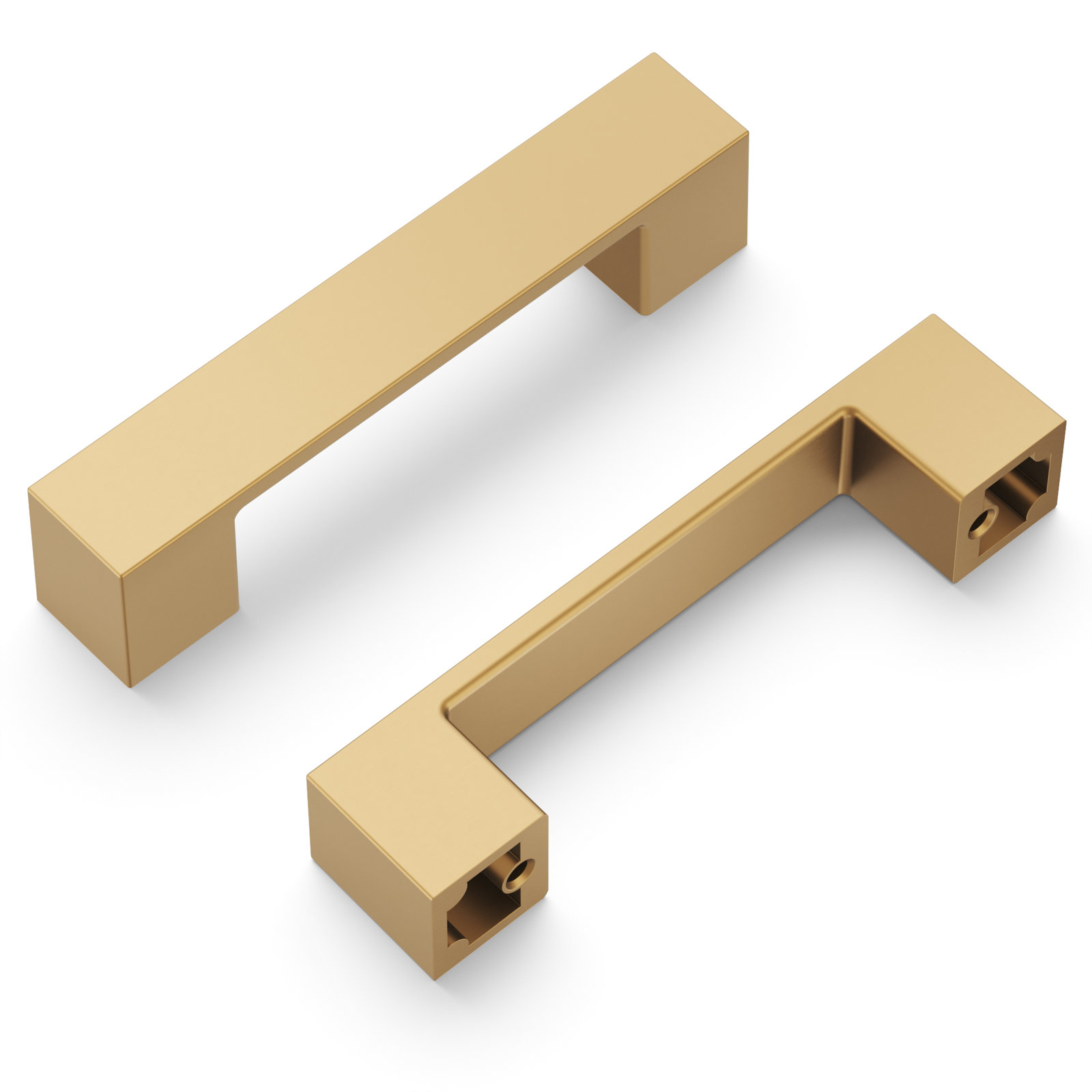Dash Contemporary Handle Cabinet Pull, Brushed Brass, 3-3/4"