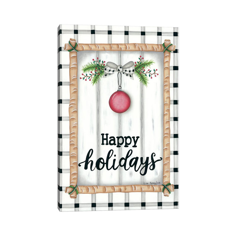 White Holiday Plaid by Lisa Kennedy - Wrapped Canvas Gallery-Wrapped Canvas Giclée, 30.48 cm H x 45.72 cm W