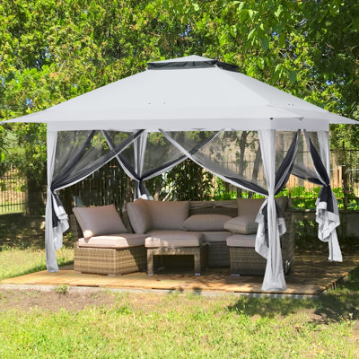 Pavillon de jardin escamotable 13 pi L 13 pi. D Patio en métal
