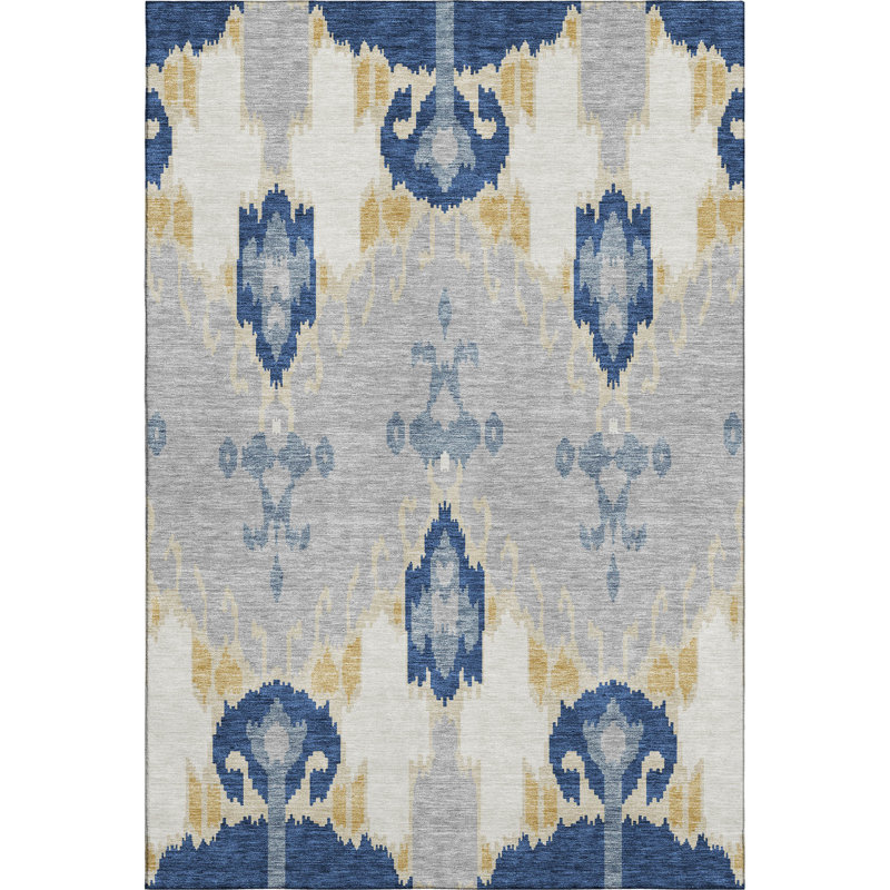 Premium Machine Washable Prisco Navy Rug, Rectangle 2'6" x 3'10"