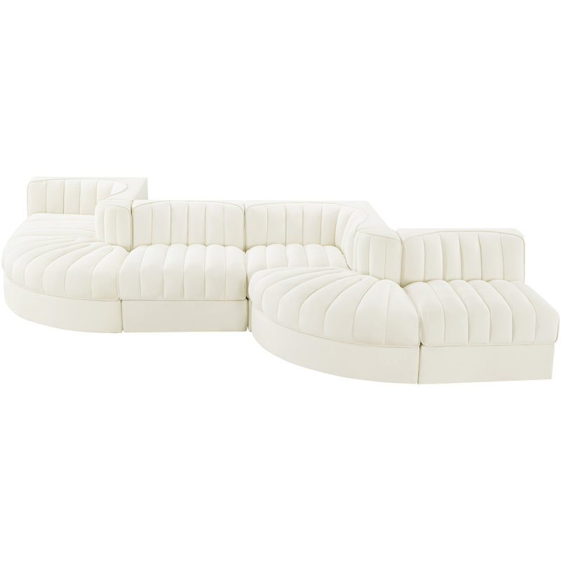 Tissu en velours Demars Performance 6 pièces Canapé modulaire modulaire, Velours crème