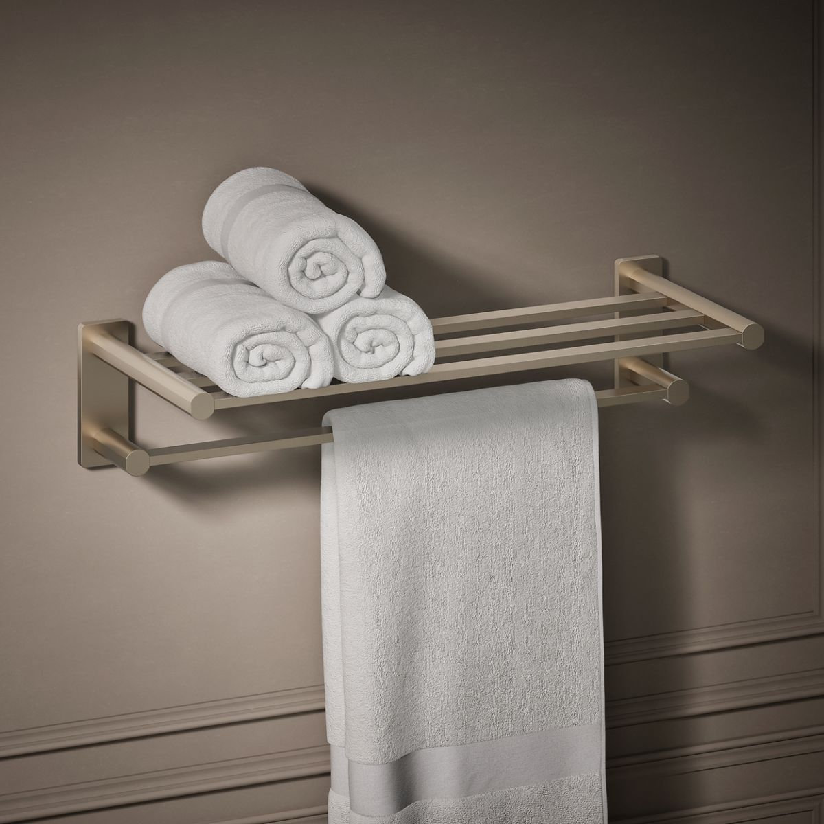 Parallel Hotelier Towel Rack, Brushed Bronze