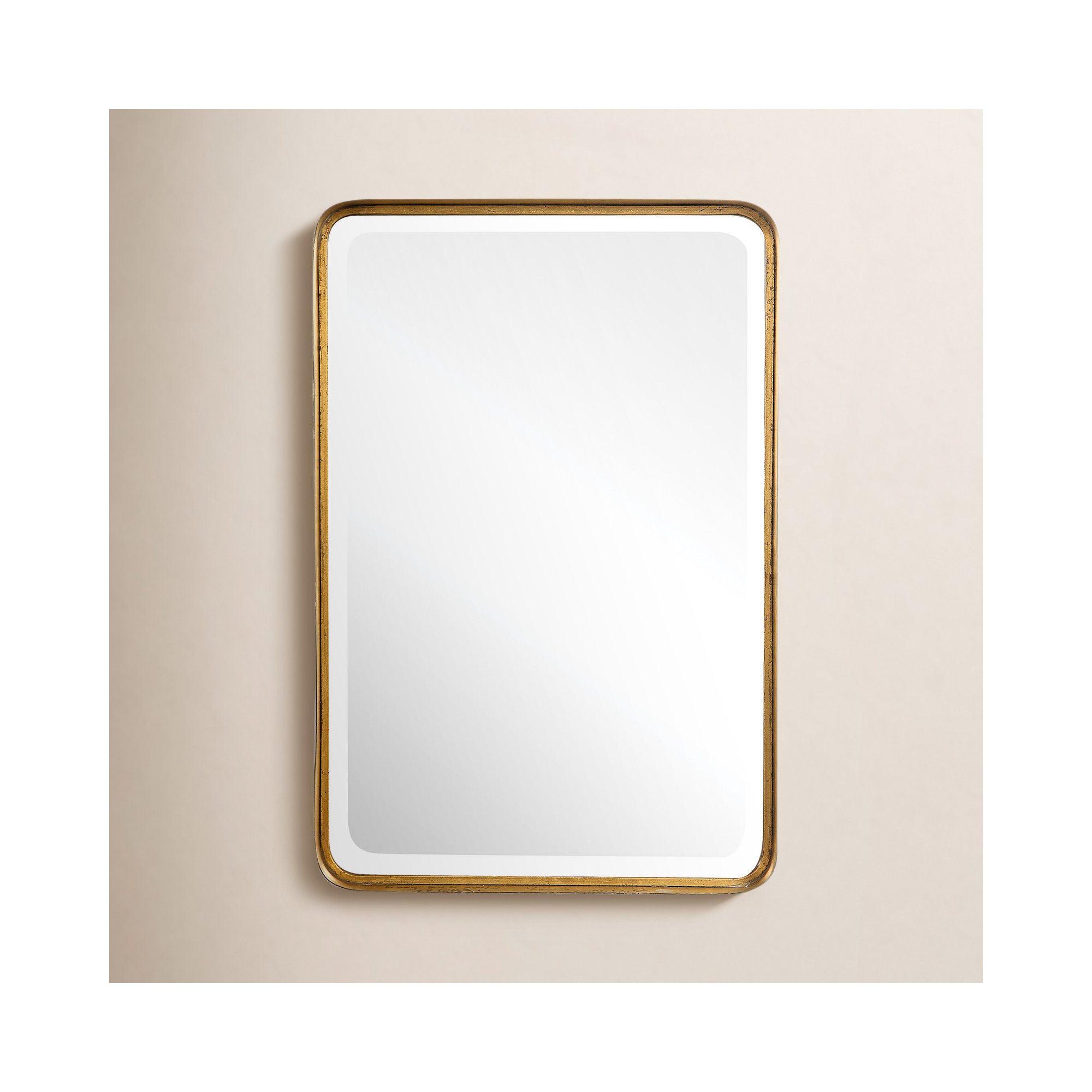 Rylie Metal Rectangle Wall Mirror, Antique Gold,  30.25" H x 20.13"