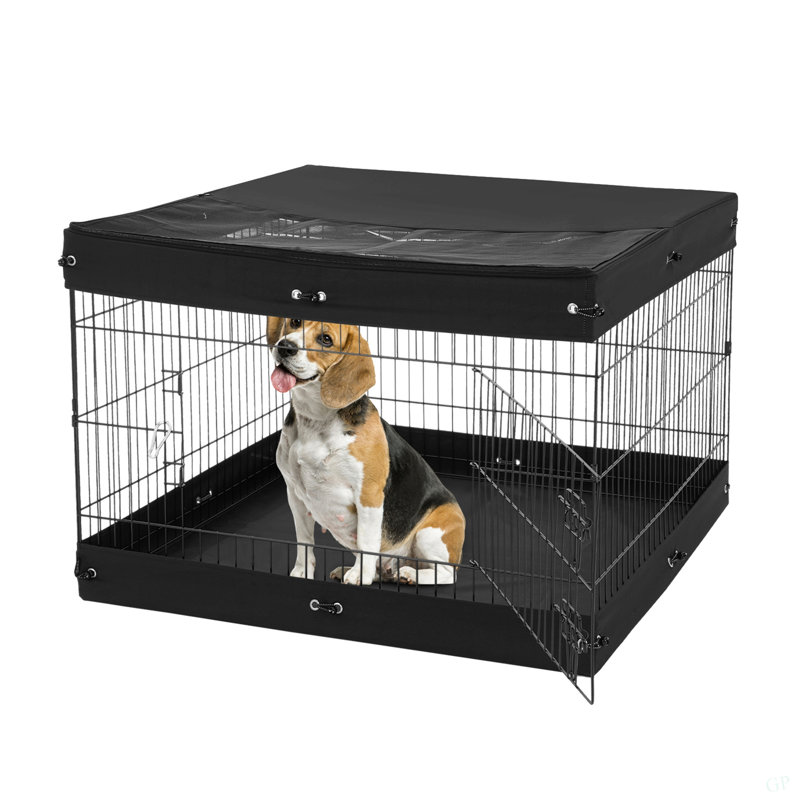 Parc pour chien 4 panneaux pliables pour chien en métal avec couvercle inférieur