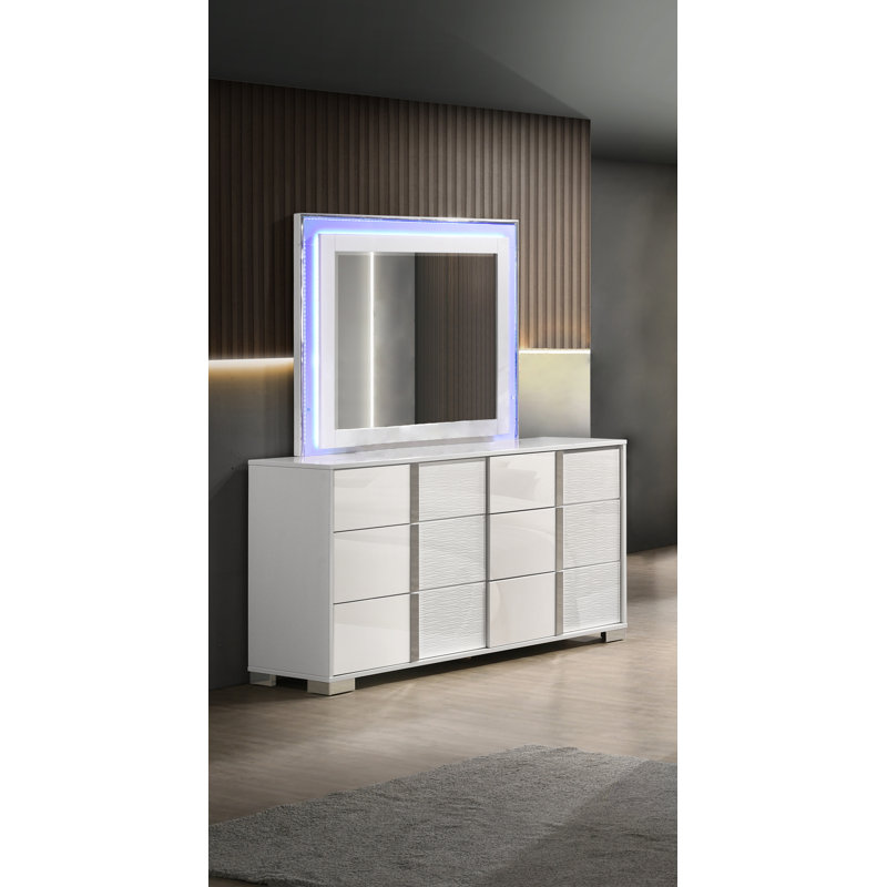 Commode 6 tiroirs avec miroir Elma