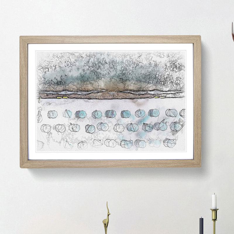 Beach in Lake Tahoe - Picture Frame Graphic Art Print, 45cm H x 63cm W x 2cm D, Oak Framed