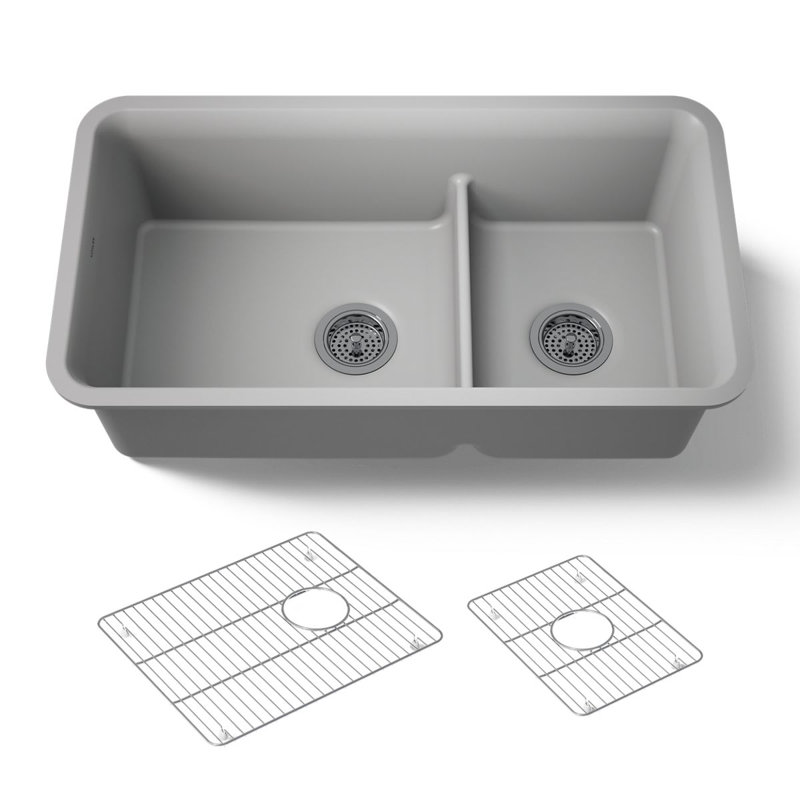 Cairn Smart Divide 33-1/2" Undermount Kitchen Sink, Gray