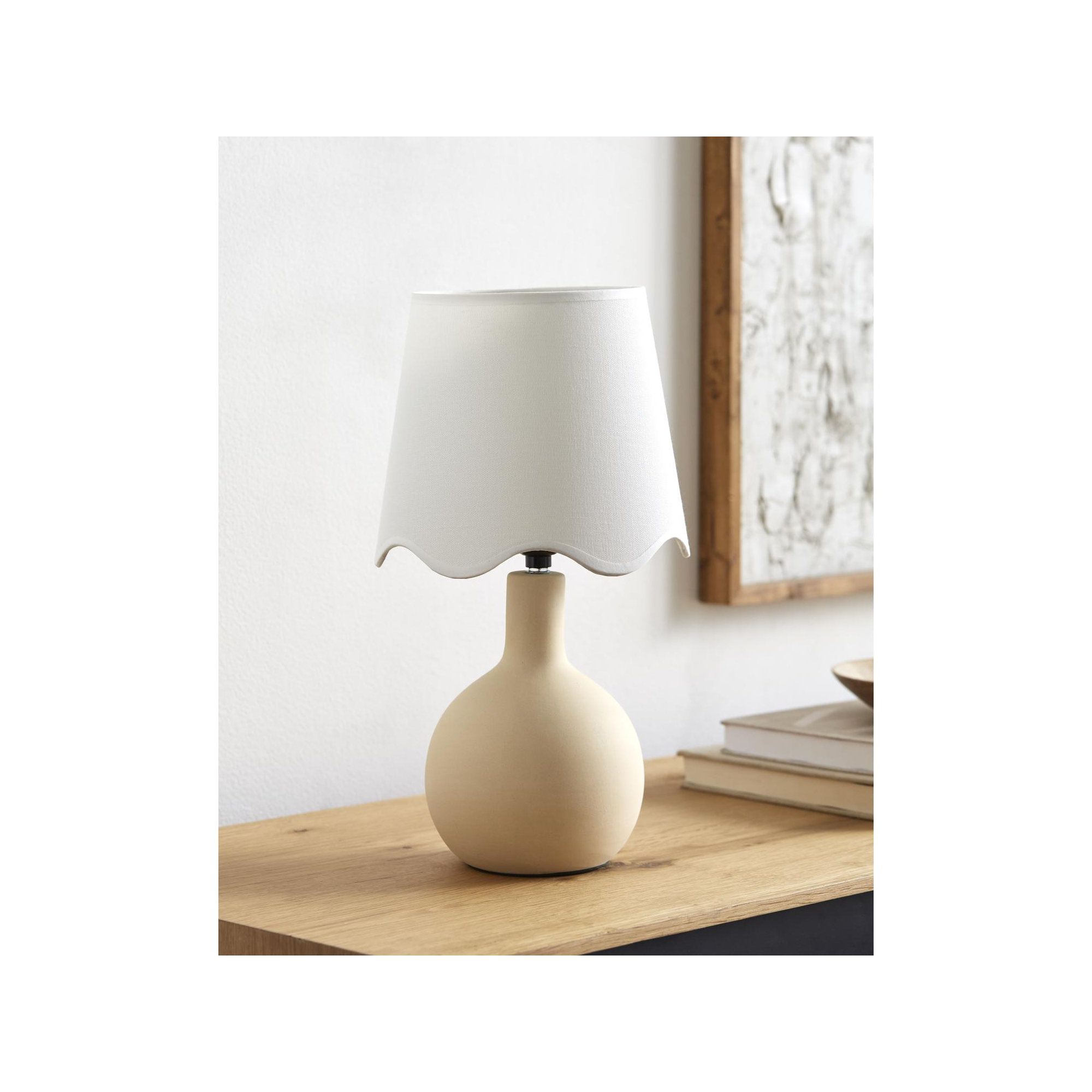 Maura Accent Table Lamp, Cream, 15"H x 9"W x 9"D, White
