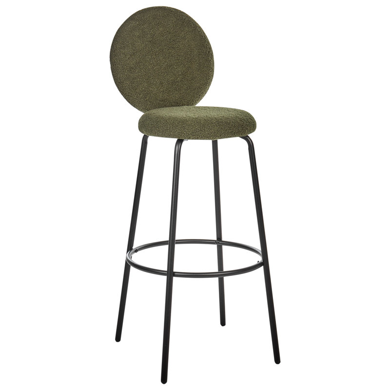 Byng Upholstered Counter Stool with Metal Frame, Green 