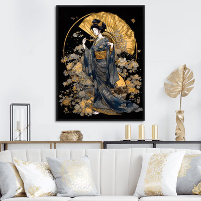 Elegant Japanese Woman VI - Woman Japan Framed Canvas Print