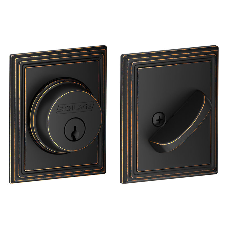 Single Cylinder Deadbolt with Addison Trim, Aged Bronze