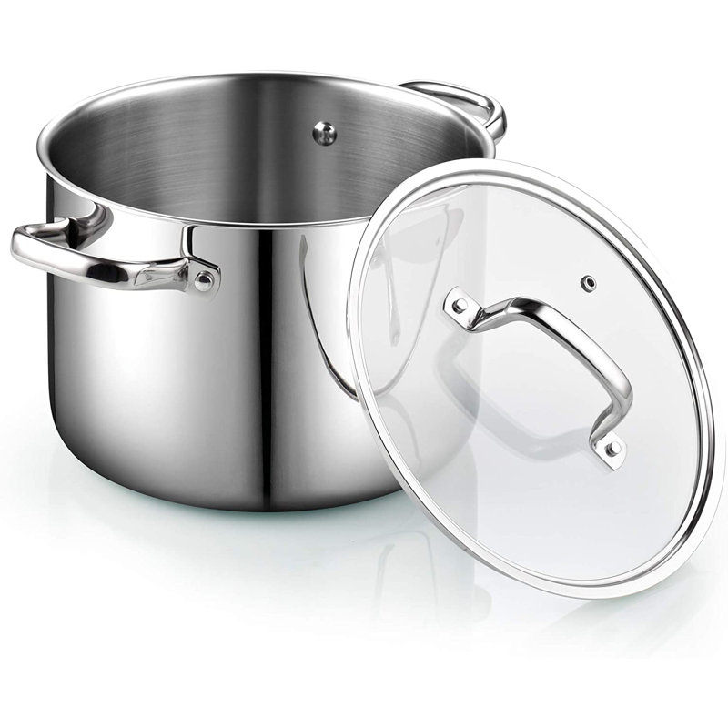 8-Quart Stainless Steel Tri-Ply Stockpot with Glass Lid