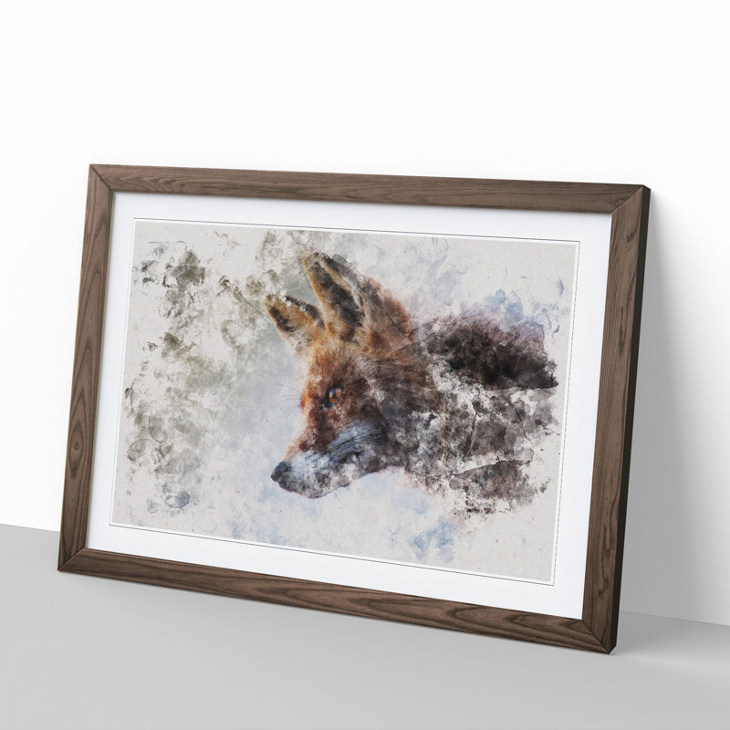 Red Fox Vol.5 - Picture Frame Painting, 48cm H x 65cm W x 2cm D, Walnut Framed