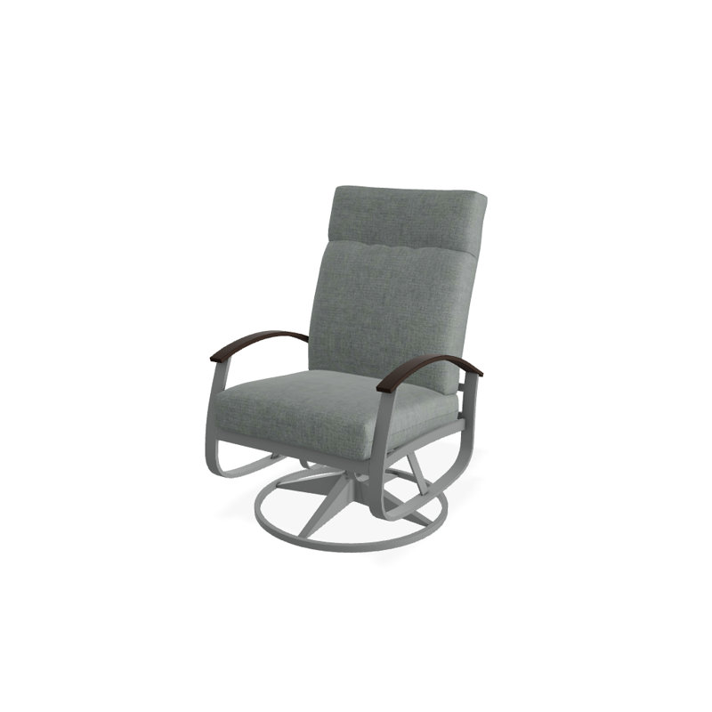 Chaise de patio pivotante avec coussins Askar, Salée, Kona P10, Graphite texturé