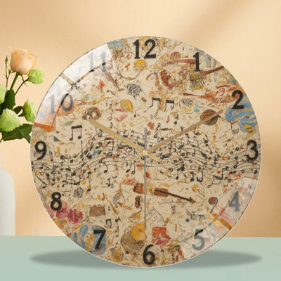 Horloge murale avec fond d'art - Horloge murale moderne en verre 12 po