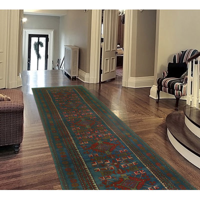 Shatia One-of-a-Kind 3'4" X 10'5" Runner Wool Area Rug in Navy