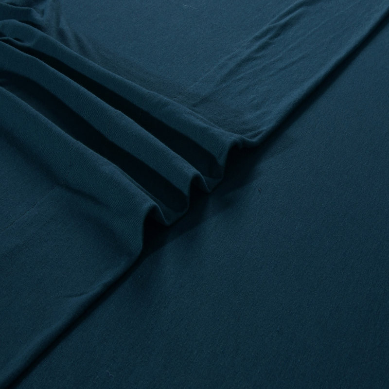 Ensemble de draps en jersey tricoté très grand en jersey 4 pièces | Ensemble de draps en jersey 100% coton respirant | Toutes saisons, bleu marine