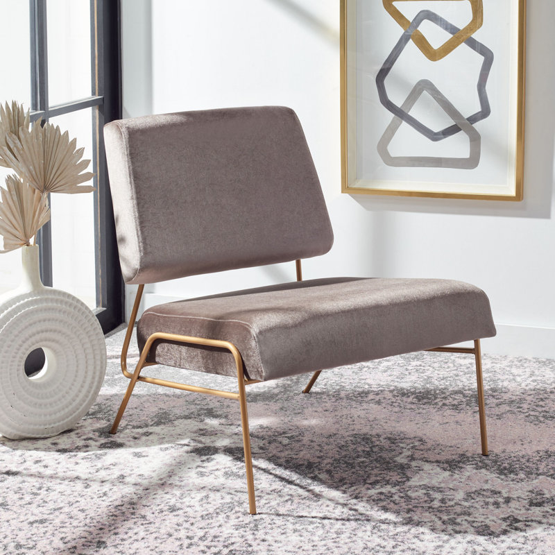 Chaise d'appoint en velours 26,63 cm de large Metrodora, Coton à 100 % bois de noisetier