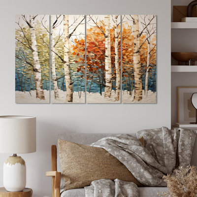 Hanisha Birch Wood Seasonal Birch III - impression sur toile florale - 4 panneaux