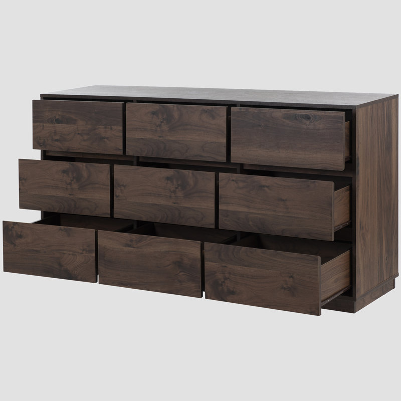 Commode 9 tiroirs Janyla, Marron foncé