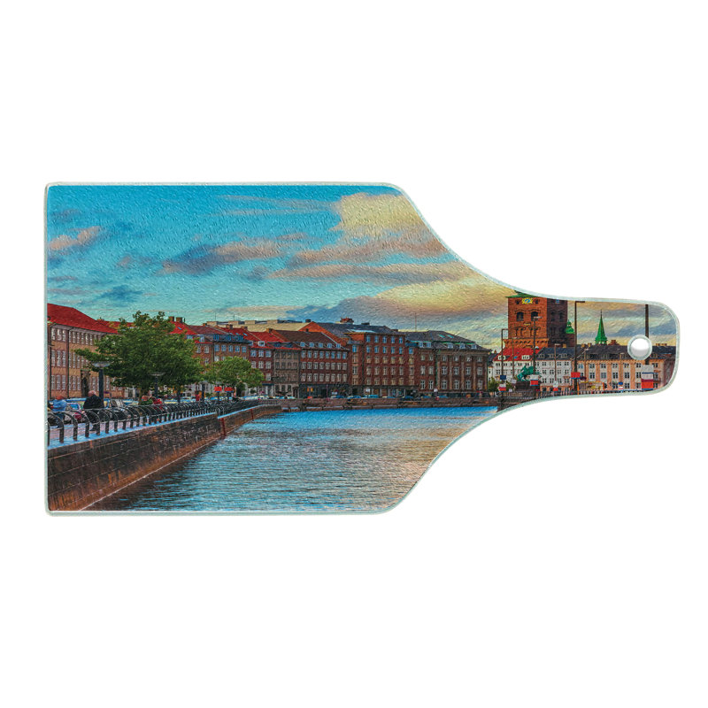 Multicolore planche à découper en verre trempé Ambesonne Europe Sunset of Copenhagen